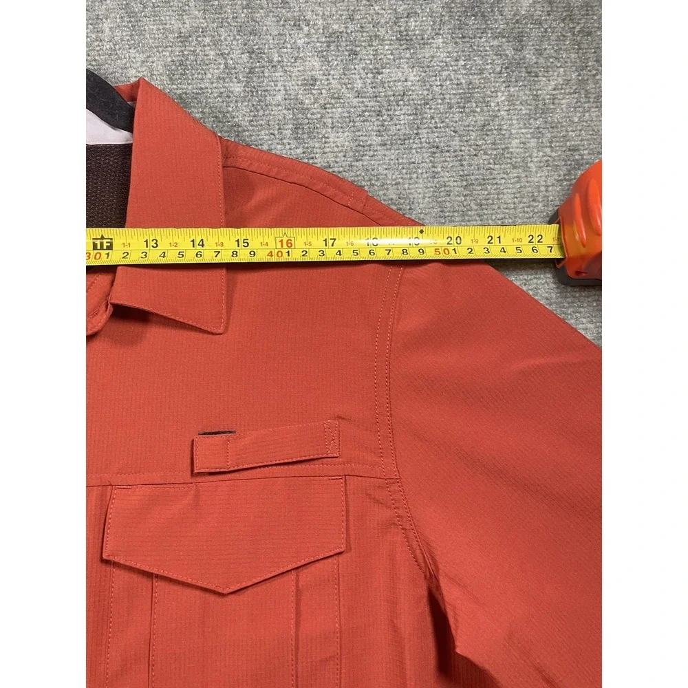 Jockey Outdoors Long Sleeve Button-Up Performance Tech Shirt M Burnt Orange